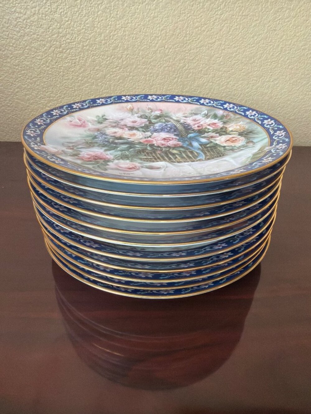 1992 Lena Liu Basket Bouquets W.S. George Set of 11 Collector Plates Missing #11 - Picture 14 of 15